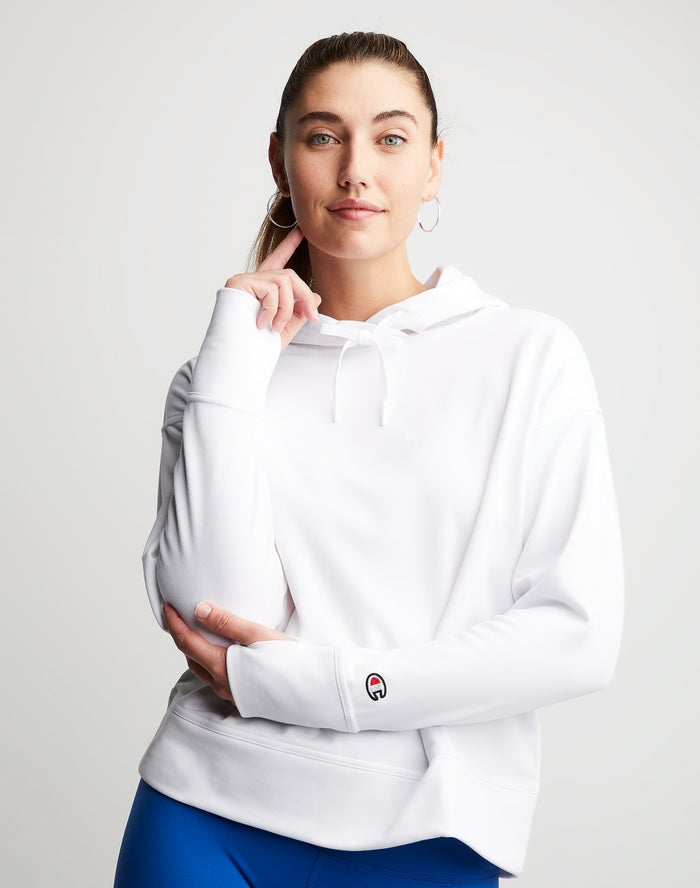 Champion Game Day Eco Iridescent Foil C Kadın Kapşonlu Sweatshirt Beyaz ( TFEYOU693 )